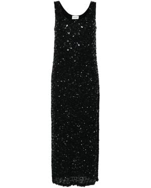 P.A.R.O.S.H. Sequinned Sleeveless Midi Dress - Black