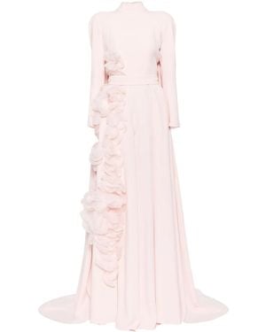 Saiid Kobeisy Organza-Flowers Kaftan Jumpsuit - Pink