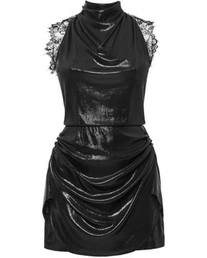 ANOUKI Lace-Trim Draped Mini Dress - Black