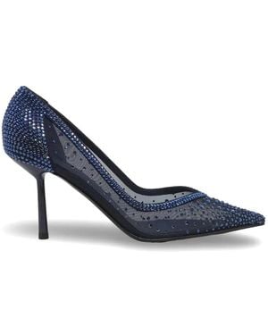 Le Silla Crystal-Embellished Mesh Court Shoes - Blue