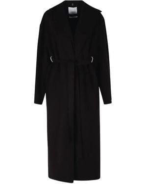 Sportmax Abrigo De Lana Con Botones Y Cinturón - Negro