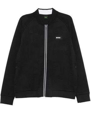 BOSS Pull À Motif Géométrique Zippé - Noir