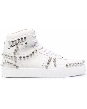 Philipp Plein Crystal-Studded High-Top Trainers - White