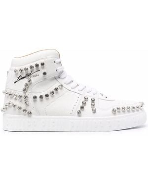Philipp Plein Crystal-Studded High-Top Sneakers - White