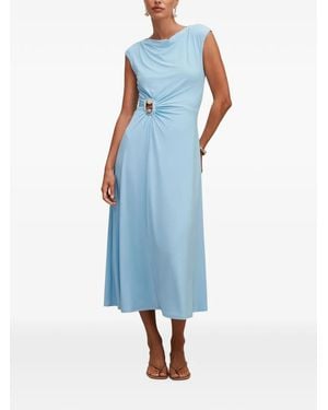 EVER NEW Alaia Gathered Hardware Midi Dress - Blue