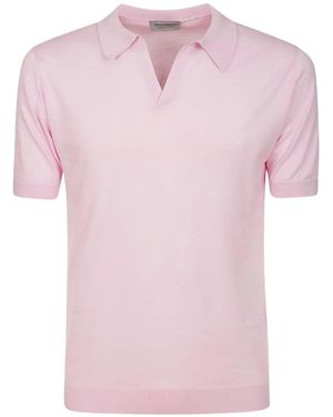 John Smedley V-Neck Short-Sleeve T-Shirt - Pink