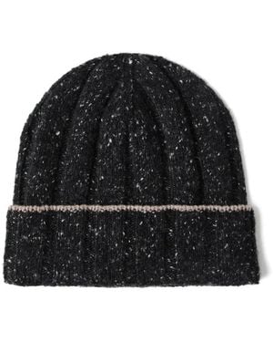 Brunello Cucinelli Rib-Knit Cashmere Beanie - Black