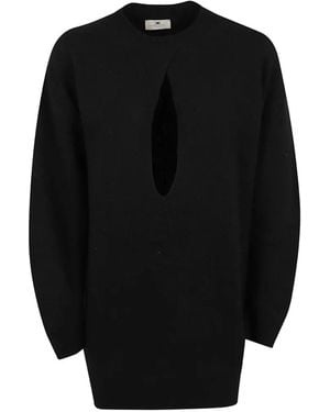 Elisabetta Franchi Cut-Out Wool Dress - Black