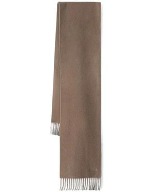 Max Mara Fringed Logo-Embroidered Scarf - Natural