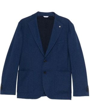 Manuel Ritz Blazer À Détail De Pin - Blue