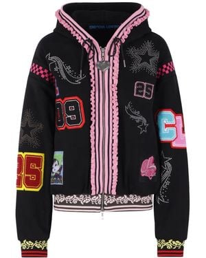 Chopova Lowena Appliqué-Detail Zip-Up Hoodie - Black