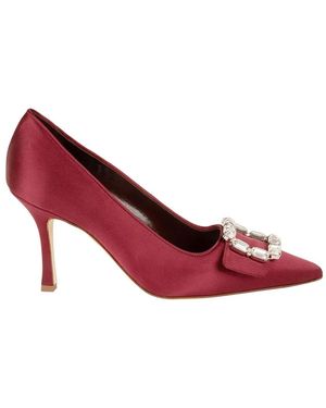 Manolo Blahnik Hangisi Crystal-Buckle Pumps - Red