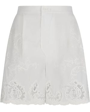 Ermanno Scervino Embroidered Lace-trim Shorts - White