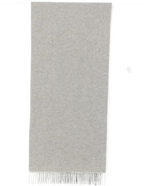 Fileria Herringbone-Patterned Fringed Scarf - Grey