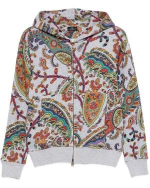 Etro Hoodie Zippé À Motif Cachemire - White