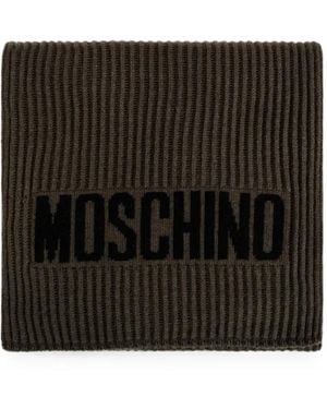 Moschino Écharpe En Maille Côtelée À Logo Intarsia - Black