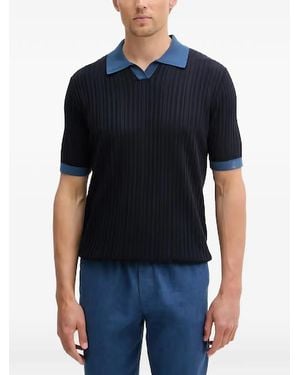 Benetton Ribbed-Knit Polo-Collar T-Shirt - Blue