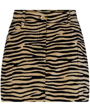 Rabanne Tiger-Print Stretch-Cotton Miniskirt - Black