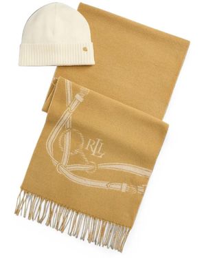 Ralph Lauren Polo Pony-Embroidered Beanie Hat And Scarf Set - Natural