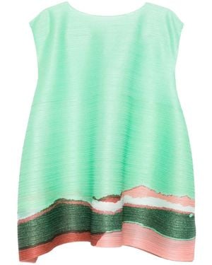 Pleats Please Issey Miyake Tunique Imprimée Grainy - Vert