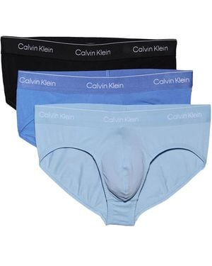 Calvin Klein Logo-Waistband Briefs (Pack Of Three) - Blue