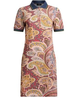 Etro Paisley-Print Polo-Neck Mini Day Dress - Pink