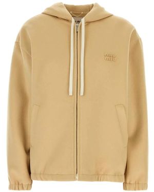 Miu Miu Hoodie Met Geborduurd Logo - Naturel