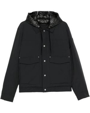 Moose Knuckles Hooded Logo-Patch Jacket - Black