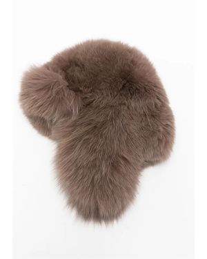 Liska Fur-Trim Ear-Flap Hat - Brown