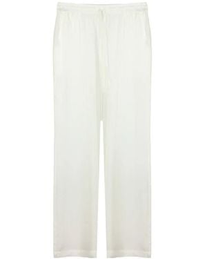 P.A.R.O.S.H. Silk Drawstring Relaxed Pants - White