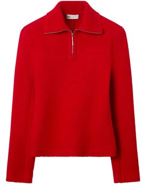 Tory Burch Half-Zip Wool Polo Shirt - Red