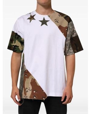 Dolce & Gabbana Camouflage-Patchwork Star-Patch T-Shirt - White