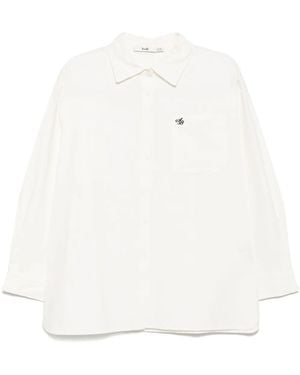 B+ AB Logo-Embroidered Long-Sleeves Shirt - White