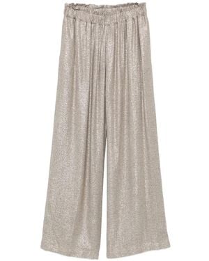 Diega Metallic Wide-Leg Palazzo Pants - White