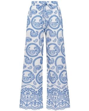 Maliparmi Embroidered Paisley Trousers - Blue