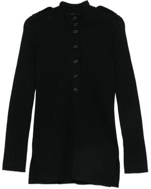 Barbara Bui Ribbed-Knit Epaulette Jumper - Black