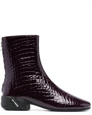 Raf Simons Solaris Mock-croc Ankle Boots - Brown