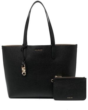 MICHAEL Michael Kors Eliza Xl Logo-Plaque Leather Tote Bag - Black