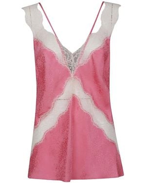 Pinko Lace-Trim Jacquard Top - Pink