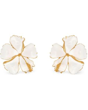 Oscar de la Renta Emaille Hibiscus Clip-On Oorbellen - Naturel
