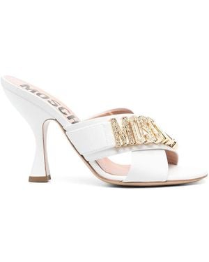 Moschino 110Mm Logo-Plaque Sandals - White