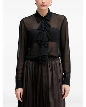 Sisley Shirt Met Ruches - Zwart