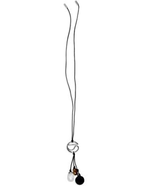 Coperni Stone-Pendant Cord Necklace - White