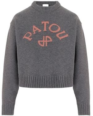 Patou Jersey De Lana Y Cachemira Con Logo Bordado - Gris