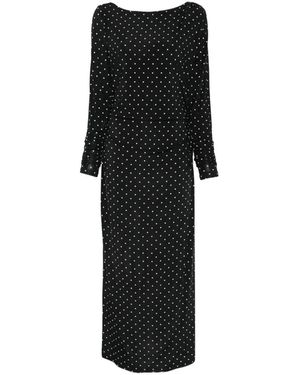 Marella Polka-Dot Ruched Maxi Dress - Black