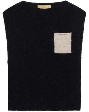 Momoní Ansa Chest-Pocket Knitted Vest - Black