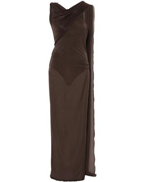 The Attico Sash Semi-Sheer Maxi Dress - Brown