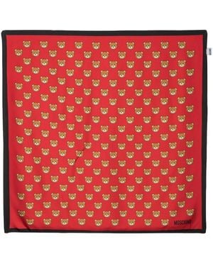 Moschino Teddy Bear-Print Silk Foulard - Red