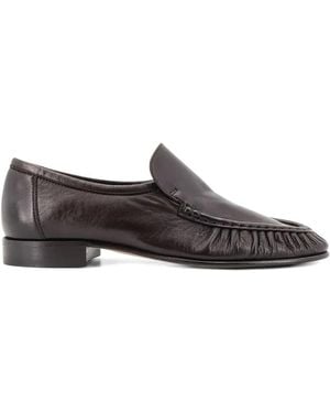 The Row Soft Moccasin Two Leather Loafers - Gray