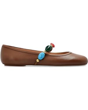 Gianvito Rossi Shanti Leather Ballet Flats - Brown